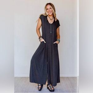 Three Bird Nest Daphne Scoop Neck Wide-Leg Jumpsuit with Pockets